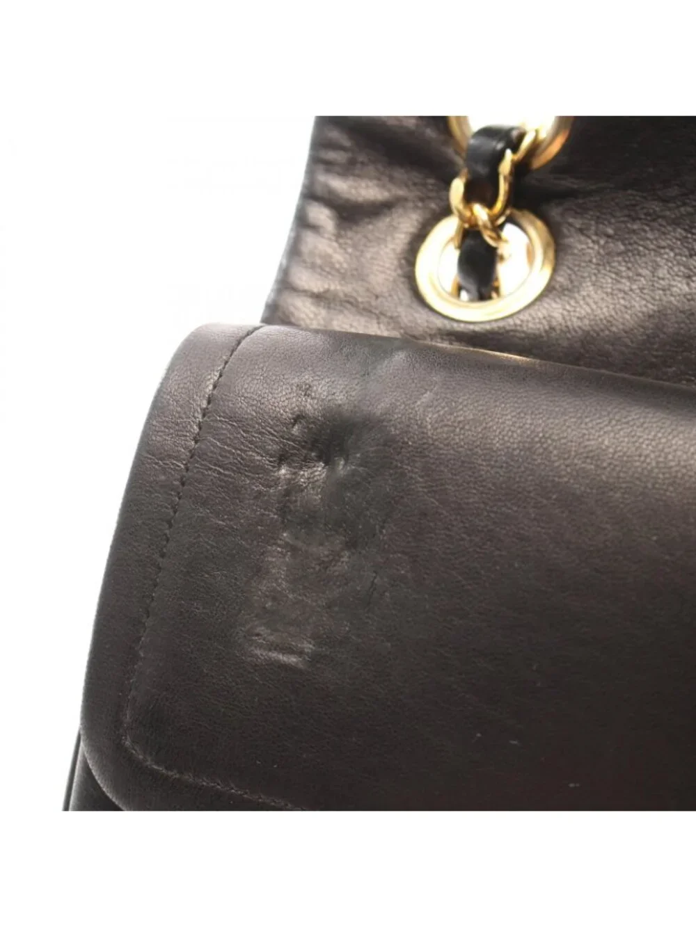 Chanel Shoulder Bag Quilted Double Flap Black Lambskin Chain